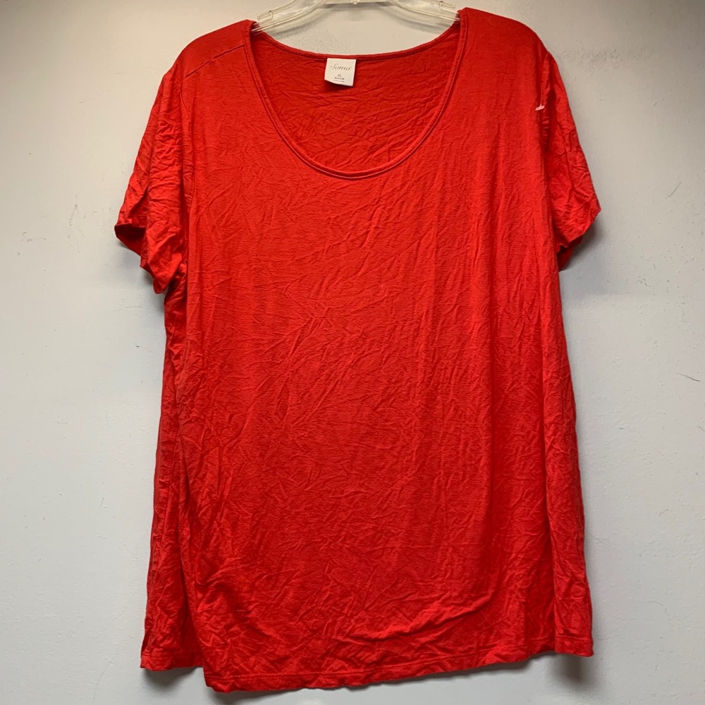 Soma T-Shirt Women XL Red Excellent Scoop Neck Short Sleeve Rayon Stretch 14433